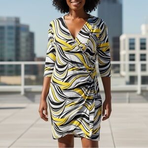 Vasna No-Iron Stretch Faux Wrap Dress Plus Size Office Business Casual Dress 1X